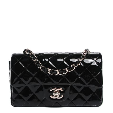 chanel black patent mini|CHANEL Patent Calfskin Quilted Mini Rectangular Flap Black .